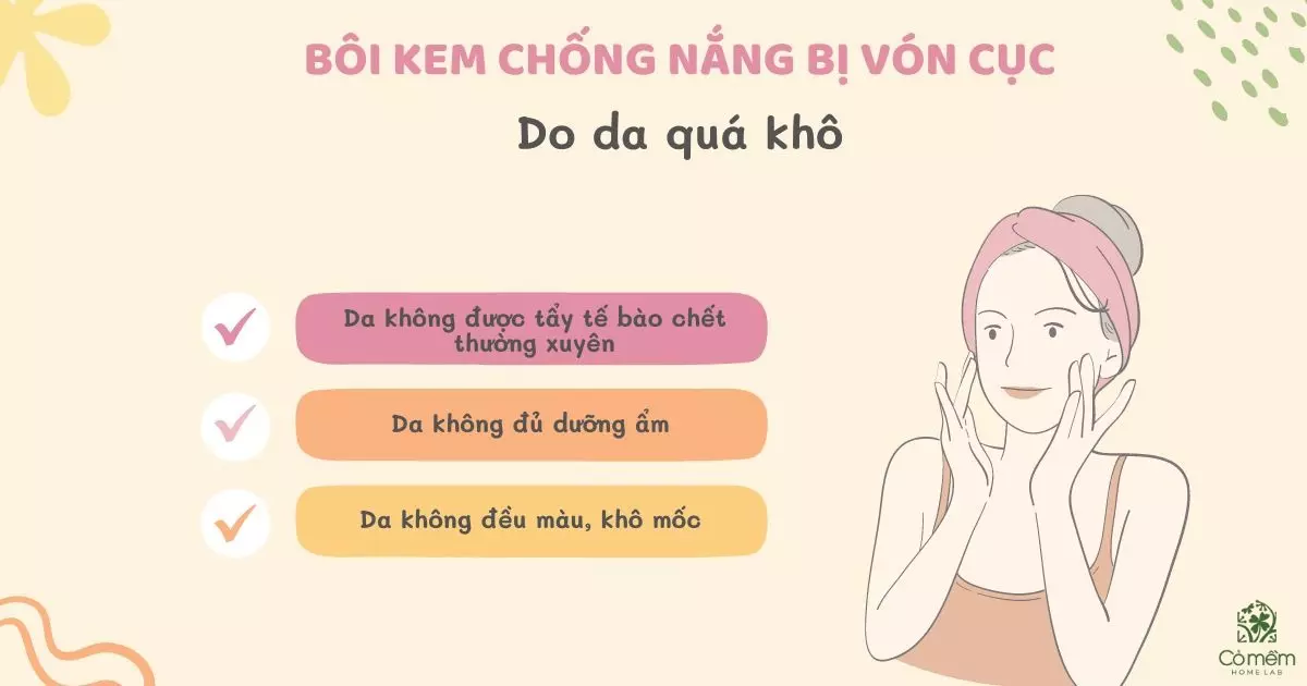 bôi kem chống nắng bị vón cục