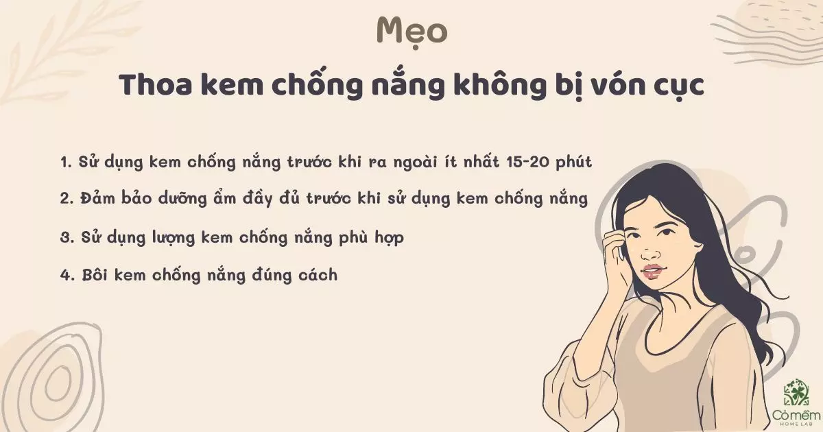 bôi kem chống nắng bị vón cục