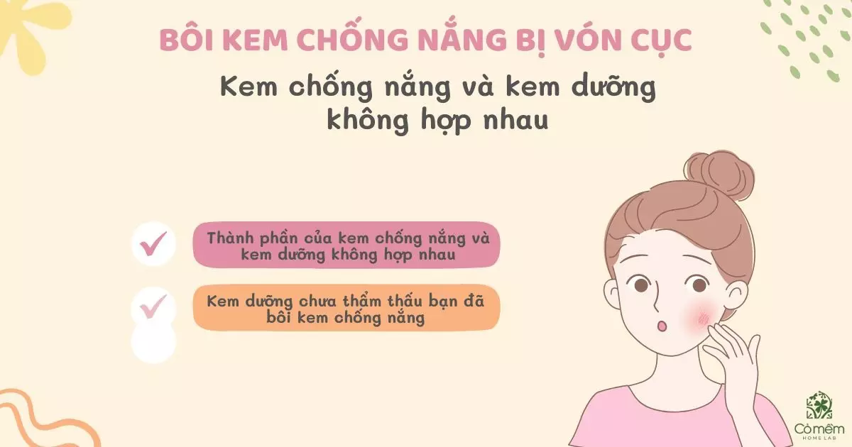 bôi kem chống nắng bị vón cục