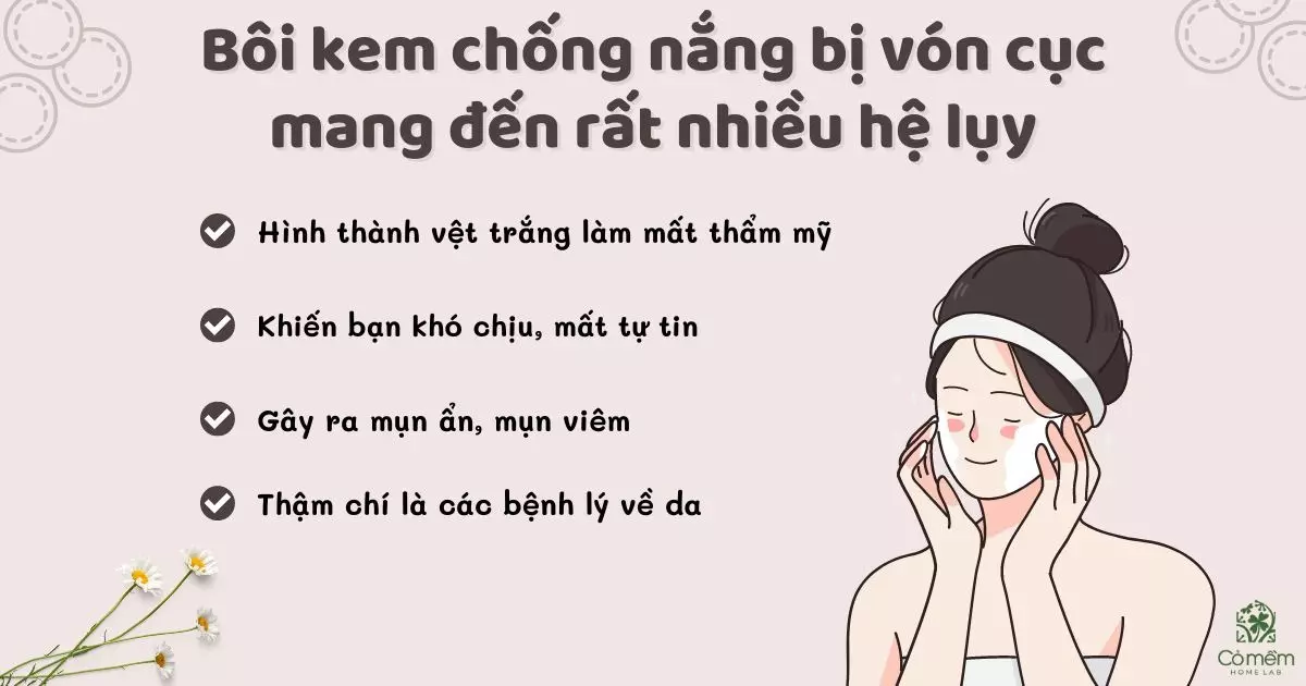 bôi kem chống nắng bị vón cục