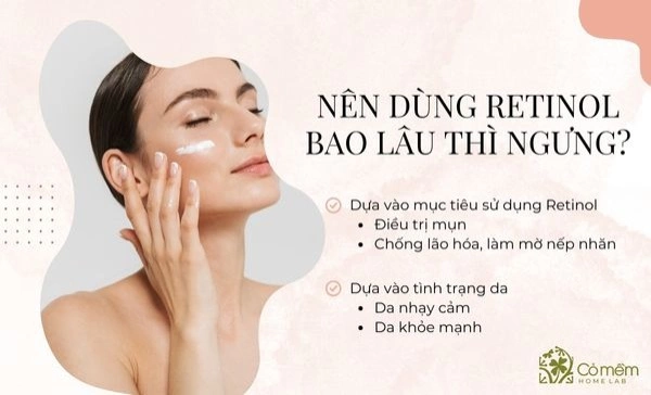 dùng retinol bao lâu thì ngưng