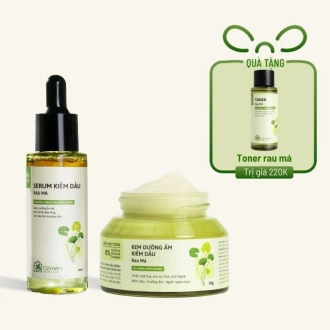 Combo Serum Kiềm Dầu Rau Má + Kem Dưỡng Rau Má