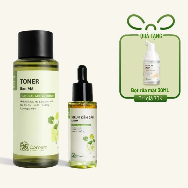 Combo Serum Kiềm Dầu Rau Má + Toner Rau Má