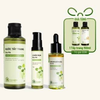 Combo Nước Tẩy Trang Rau Má + Serum Kiềm Dầu Rau Má + Chấm Mụn Rau Má