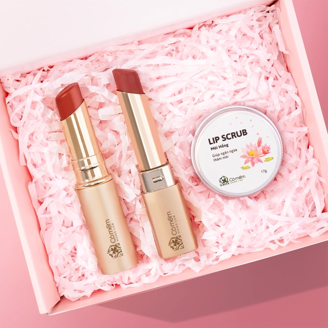 [SET QUÀ TẶNG] Combo chăm sóc môi son cao cấp Nhã Nhiên và Lipscrub