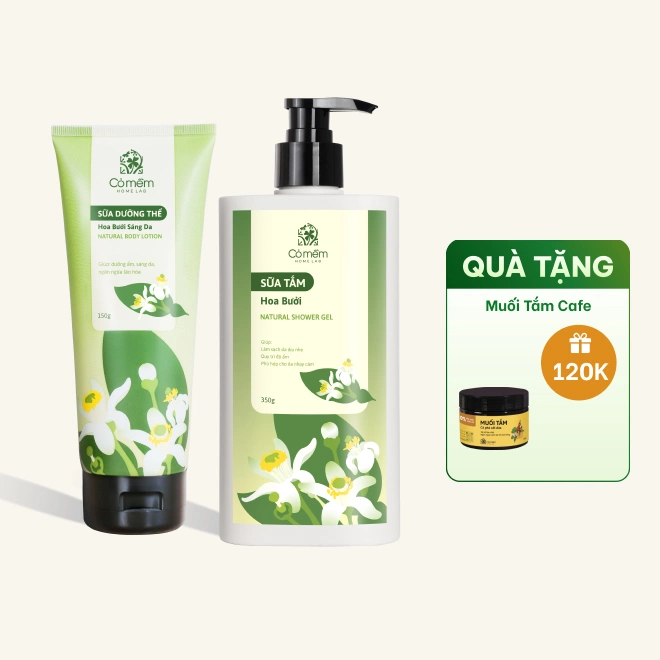 Combo Sữa tắm dưỡng thể Hoa bưởi - Sáng da sau 4 tuần