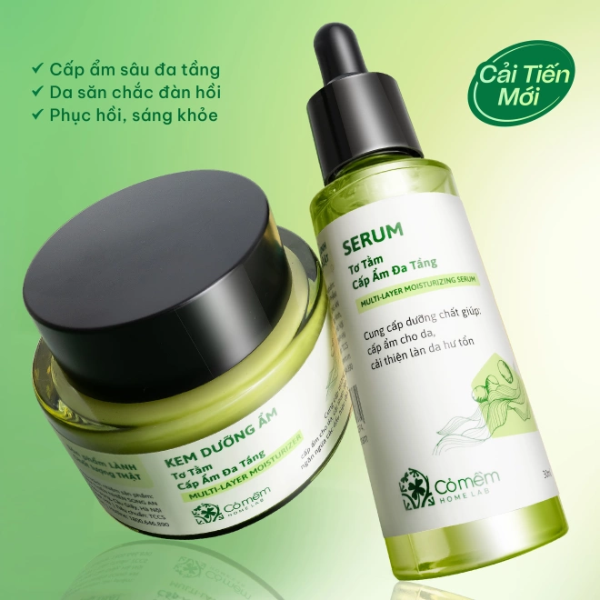 Combo Kem Dưỡng Ẩm, Serum Tơ Tằm Cấp Ẩm Đa Tầng