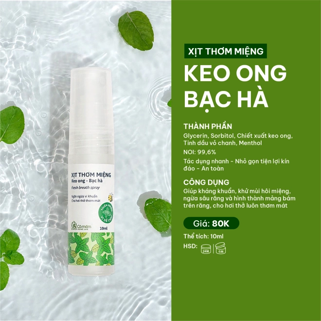 Xịt thơm miệng Keo Ong - Bạc Hà