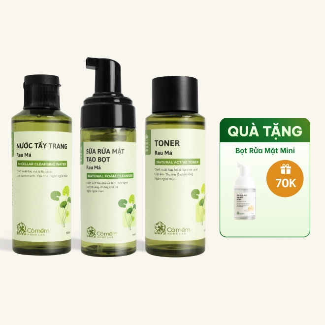 Combo 3 bước làm sạch chiết xuất Rau Má cho da dầu