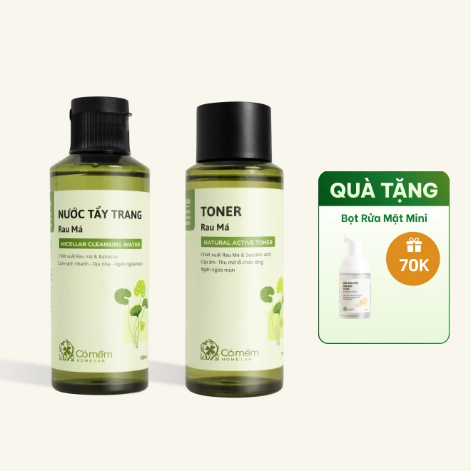 Combo 2 Sản Phẩm Bộ Chăm Sóc Da Rau Má Dưỡng Ẩm Kiềm Dầu