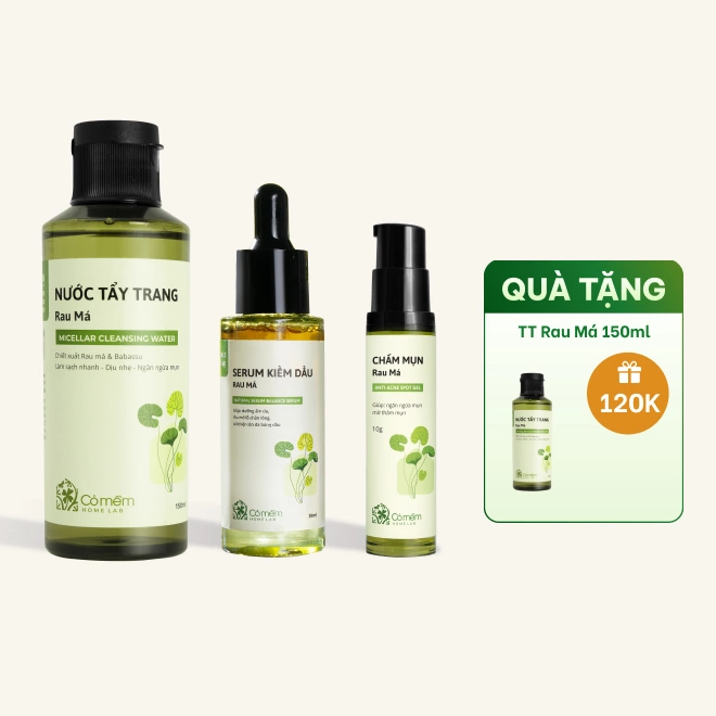 Bộ Chăm Sóc Rau Má Kiềm Dầu Dành Cho Da Mụn