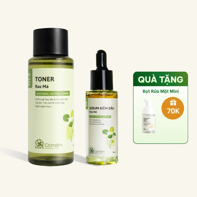 Combo Serum Kiềm Dầu Rau Má + Toner Rau Má