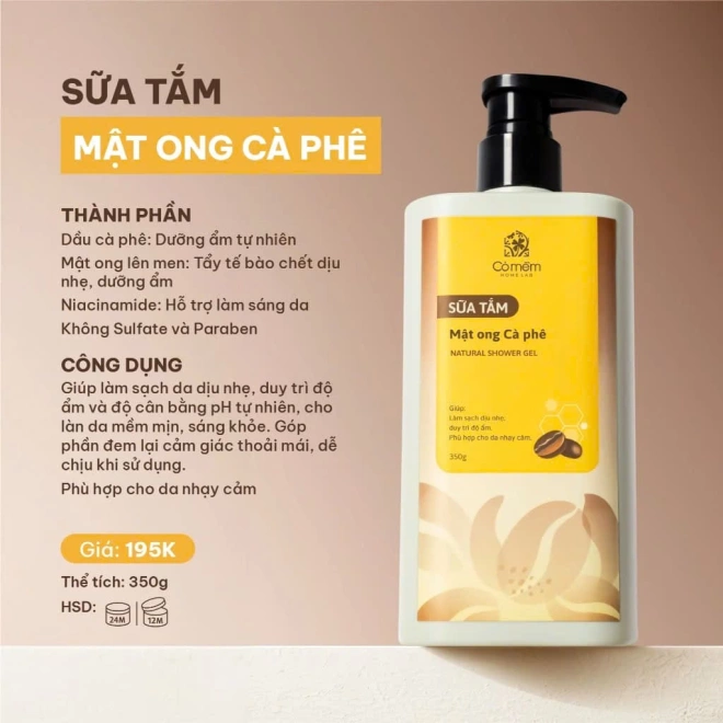 Combo Làm Sạch Da Body Sữa Tắm Và Tẩy Da Chết Mật Ong Cà Phê