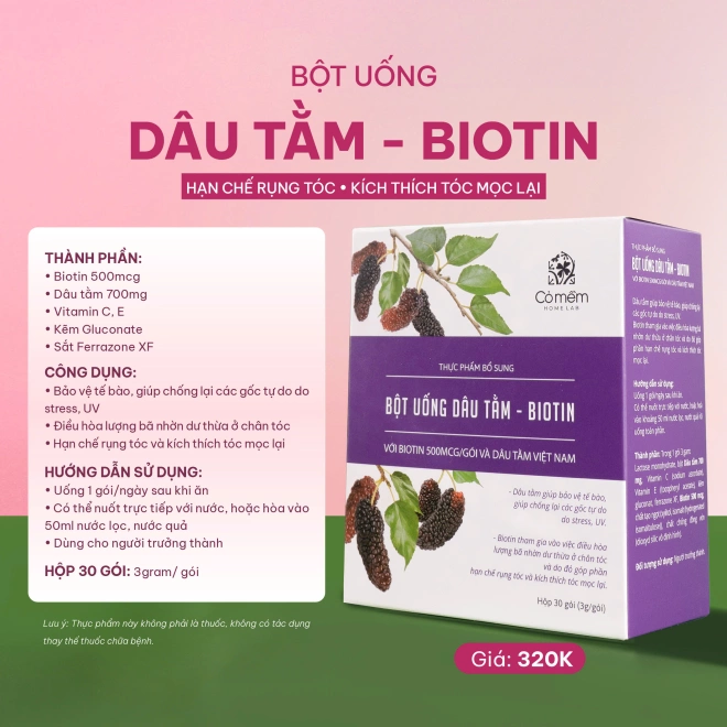 Bột Uống Dâu Tằm - Biotin Ngừa Rụng Tóc