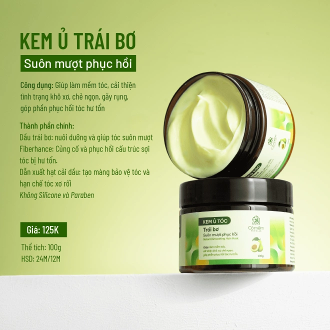 Combo 2 Kem Ủ Tóc Trái Bơ Suôn Mượt Phục Hồi