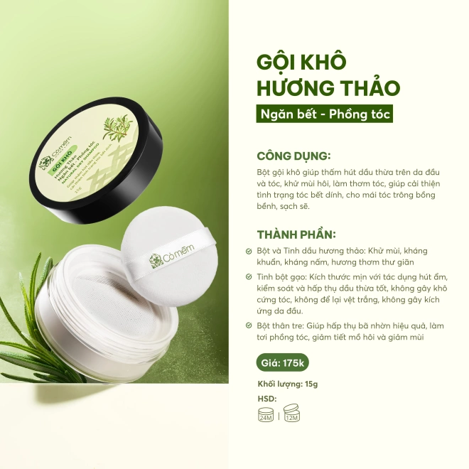 Combo 2 Gội Khô Hương Thảo Ngăn Bết Giúp Phồng Tóc