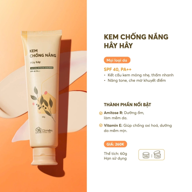 Kem Chống Nắng Hây Hây - Bổ sung AmitoseR dưỡng ẩm thiên nhiên