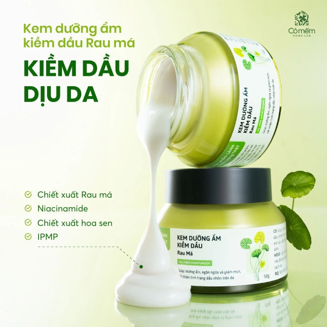 Kem dưỡng ẩm kiềm dầu Rau má dành cho da dầu mụn