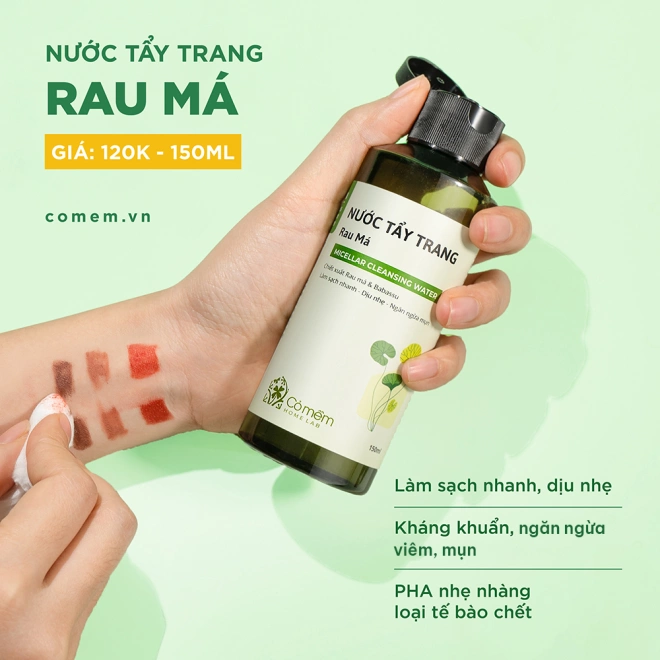 Combo Chăm Sóc Da Rau Má Tẩy Trang, Serum, Kem Dưỡng