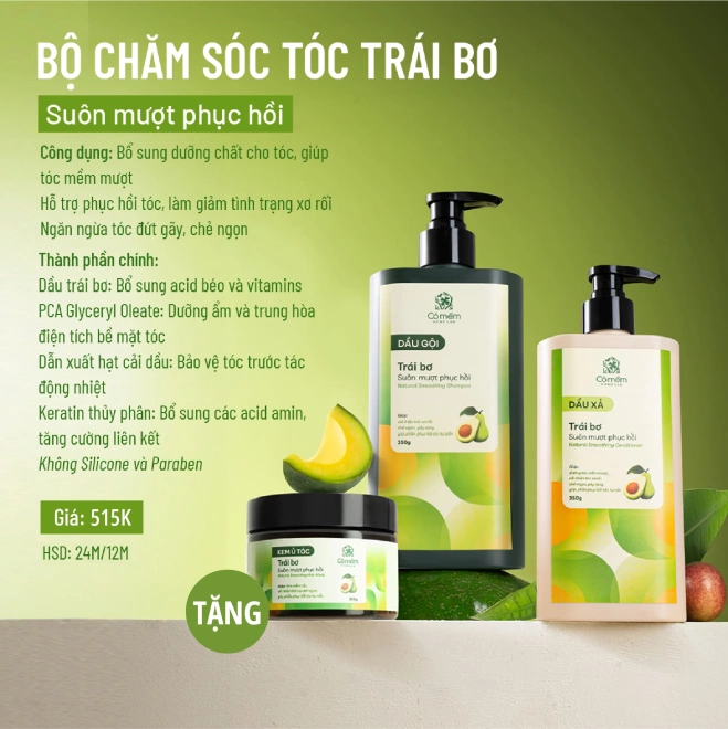 Combo Gội Xả Ủ Suôn Mượt Phục Hồi Trái Bơ