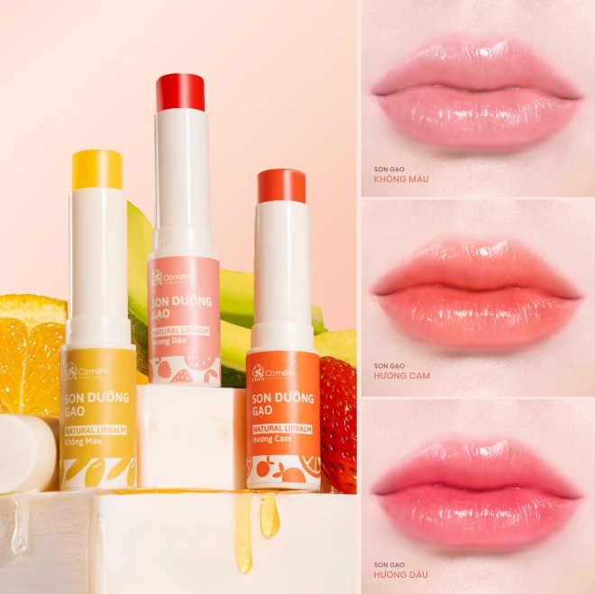 Son Dưỡng Gạo - 3 Lựa Chọn Hồng/ Cam/ Không Màu