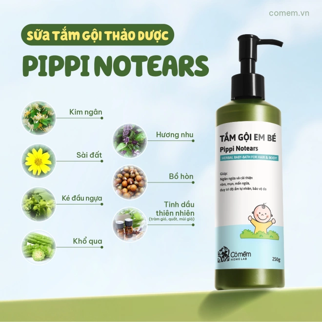 Sữa tắm gội em bé Pippi Notears (Không cay mắt)