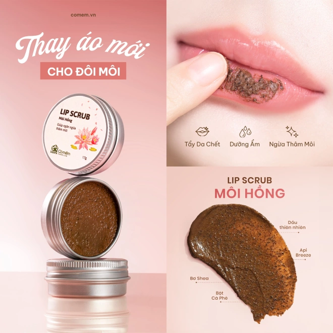 Combo dưỡng Hồng Môi (Lipscrub Môi Hồng + Son dưỡng Môi Hồng)