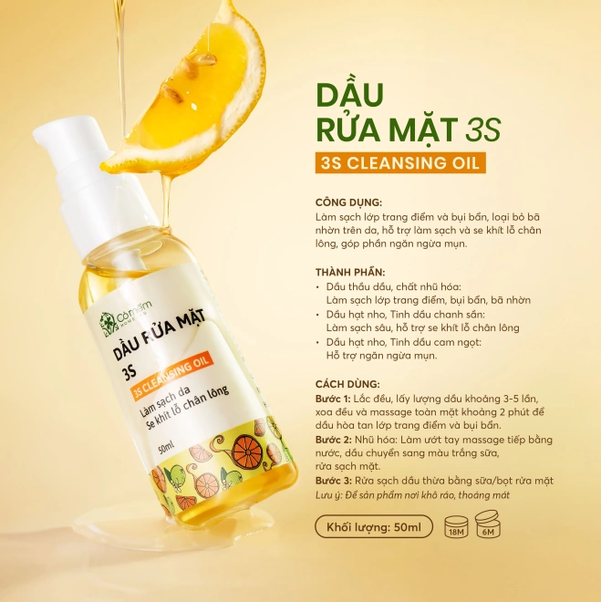 Dầu rửa mặt 3S - Cho da sạch, sáng, se