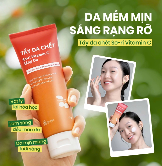 Tẩy Tế Bào Chết Da Mặt Sơ-ri Vitamin C Làm Sạch Da Loại Bỏ Tế Bào Chết