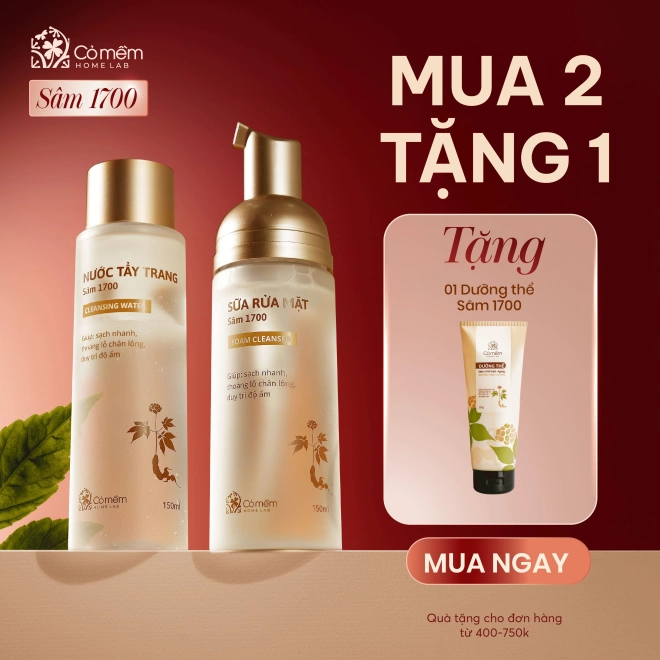 Bộ Đôi Làm Sạch Nước Tẩy Trang Và Sữa Rửa Mặt Sâm 1700