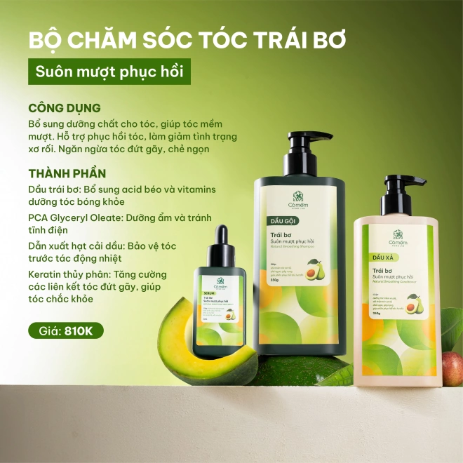 Trọn Bộ Chăm Sóc Tóc Suôn Mượt Phục Hồi Gội Xả Serum Trái Bơ
