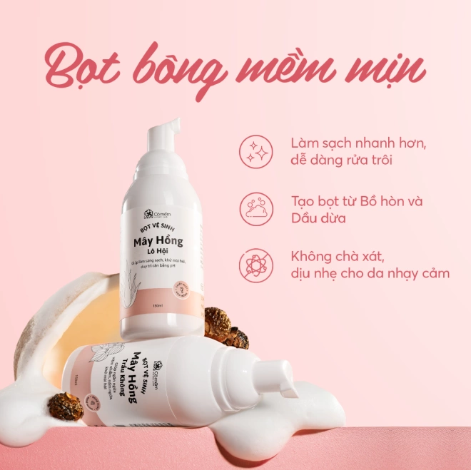 Bọt vệ sinh Mây Hồng Lô Hội