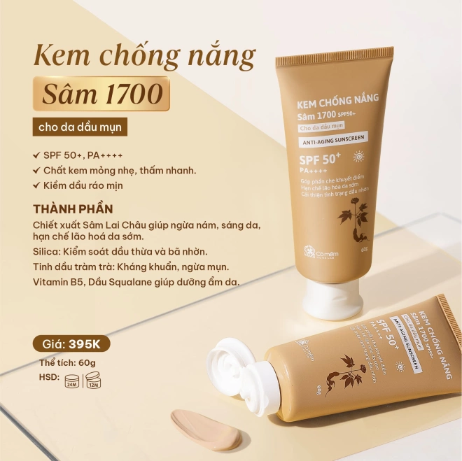[SET QUÀ TẶNG] Bộ 3 Bước Kem Dưỡng, Serum Sâm Và Kem Chống Nắng Sâm 1700