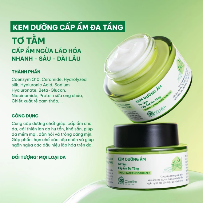 Combo Kem Dưỡng Ẩm, Serum Tơ Tằm Cấp Ẩm Đa Tầng