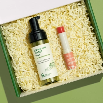 [SET QUÀ TẶNG] Set Hộp Quà Gồm Bọt Rửa Mặt Tơ Tằm Và Son Dưỡng
