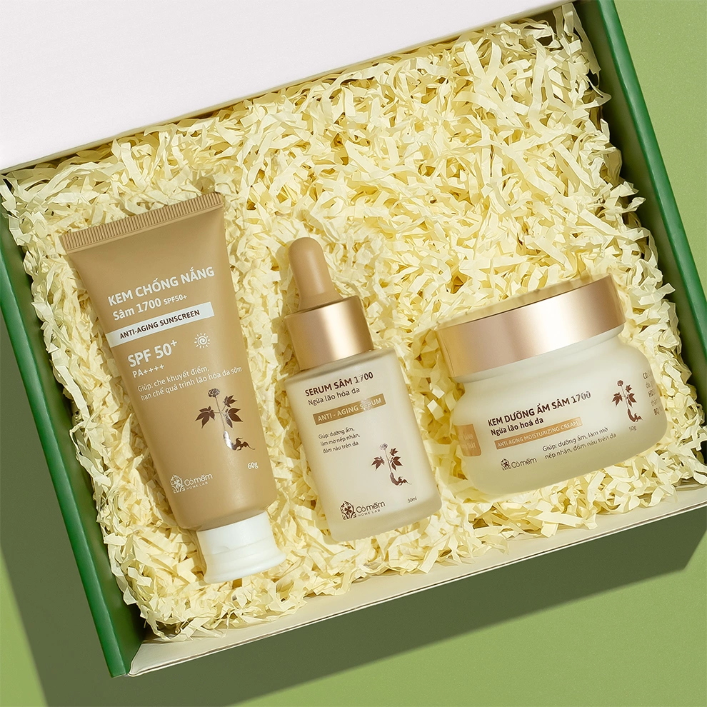 [SET QUÀ TẶNG] Bộ 3 Bước Kem Dưỡng, Serum Sâm Và Kem Chống Nắng Sâm 1700