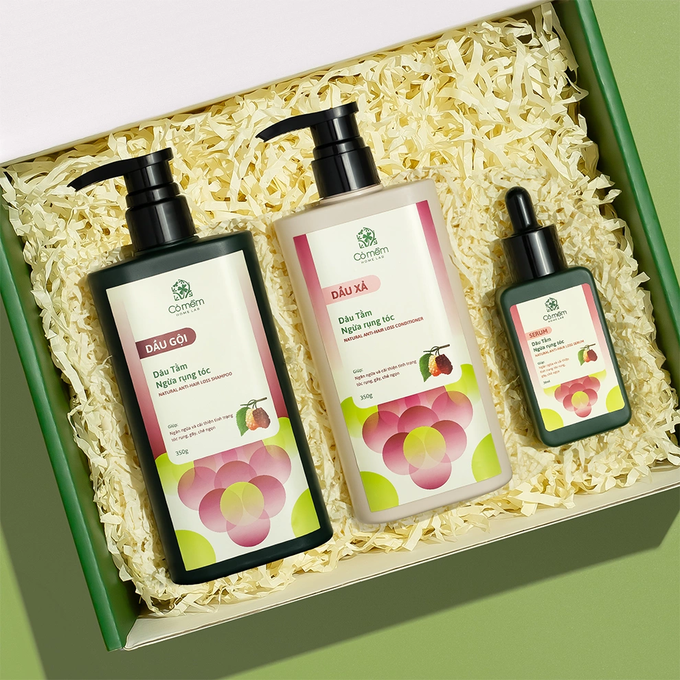 [SET QUÀ TẶNG] Bộ Chăm Sóc Tóc Ngăn Ngừa Rụng Tóc Dâu Tằm