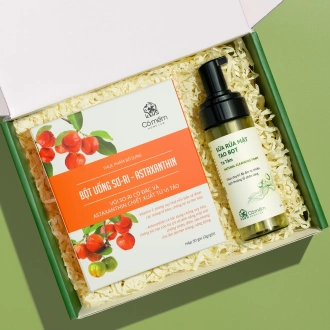 [SET QUÀ TẶNG] Bột Uống Sơ-ri & Astaxanthin, Mặt Nạ Cấp Ẩm Tơ Tằm