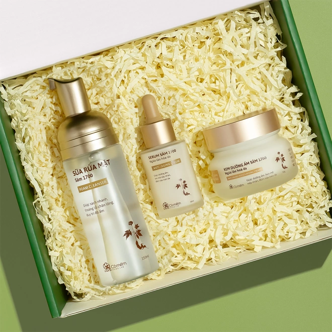 [SET QUÀ TẶNG] Combo 3 Bước Rửa Mặt, Serum Và Kem Dưỡng Sâm 1700