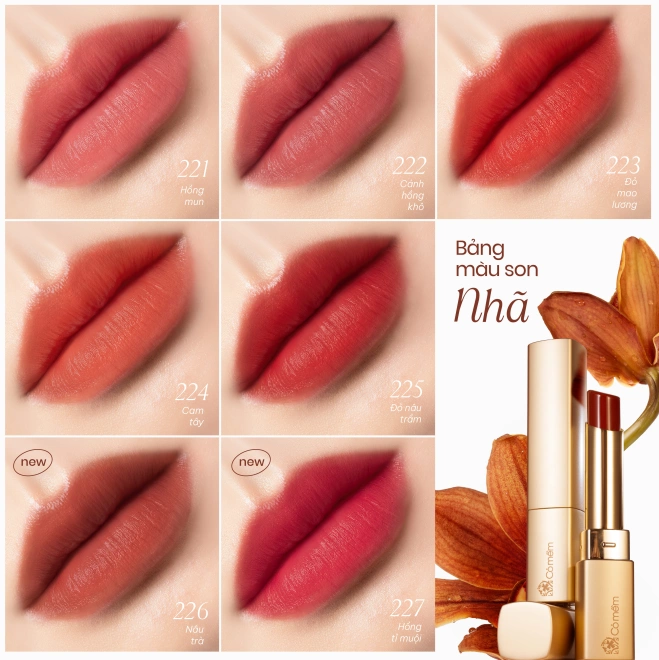 Combo 2 Son Nhã Matte Natural Lipstick Dưỡng Ẩm