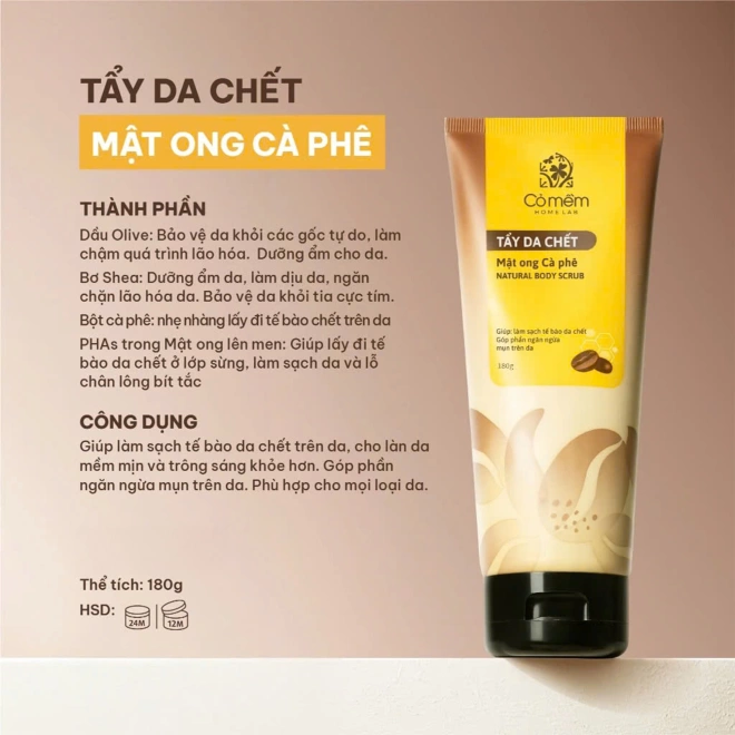 Tẩy Da Chết Body Mật Ong Cà Phê