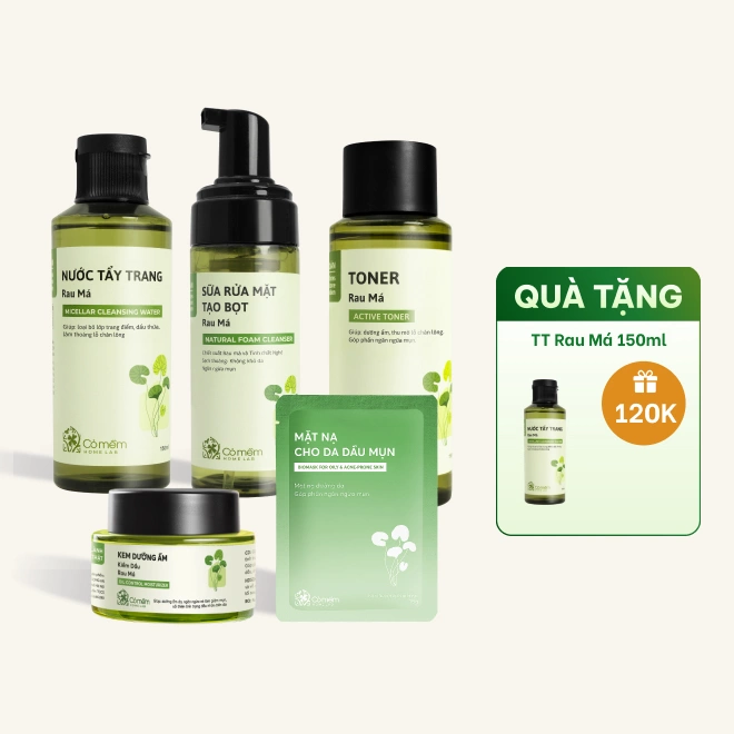 Bộ chăm sóc da chiết xuất Rau má dành cho da dầu mụn