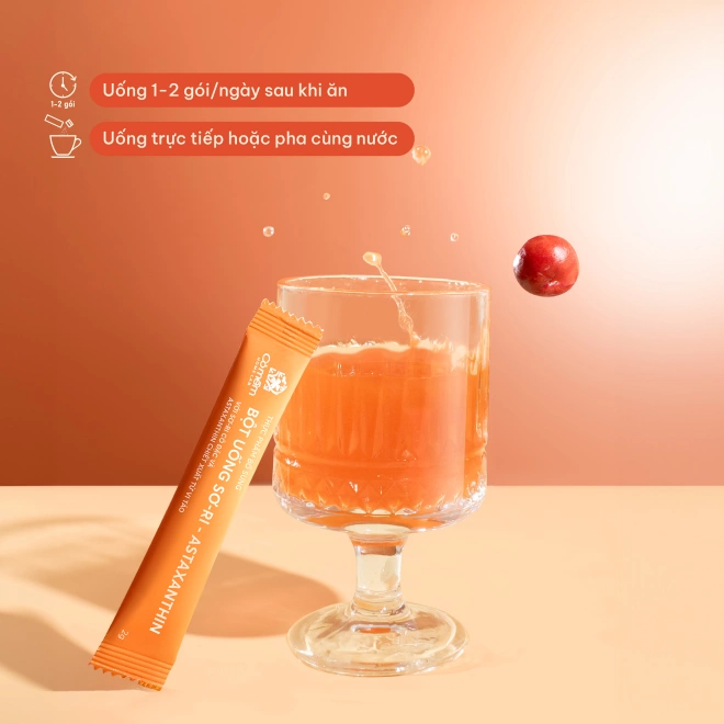 Bột Uống Sơ-ri & Astaxanthin Giúp Sáng Da, Ngừa Đốm Nâu