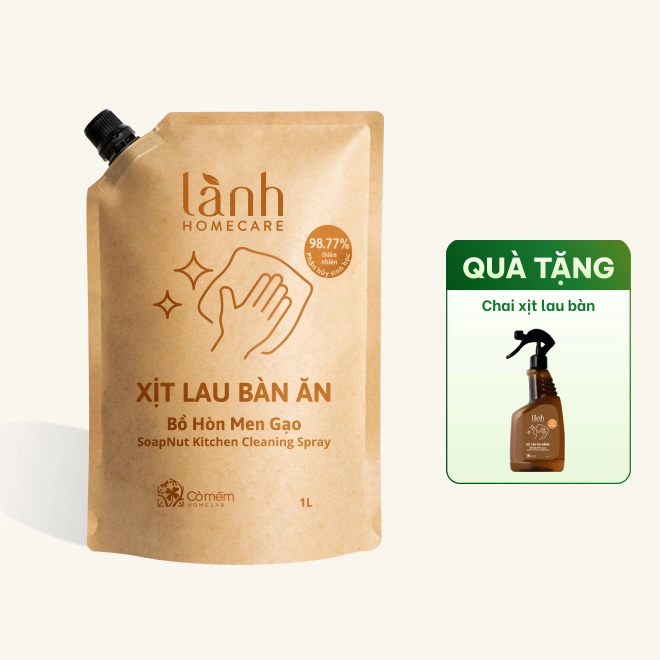 Combo 2 Nước Lau Bếp Lau Bàn Ăn Xịt Kính Đa Năng Bồ Hòn Men Gạo