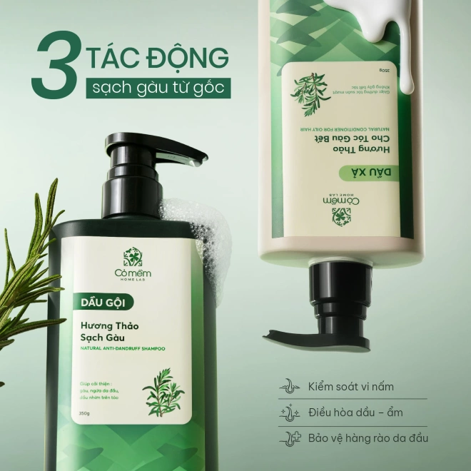 Combo Gội Xả Tóc Hương Thảo Giúp Sạch Gàu