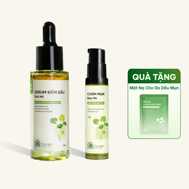 Combo Serum Kiềm Dầu Rau Má + Chấm Mụn Rau Má