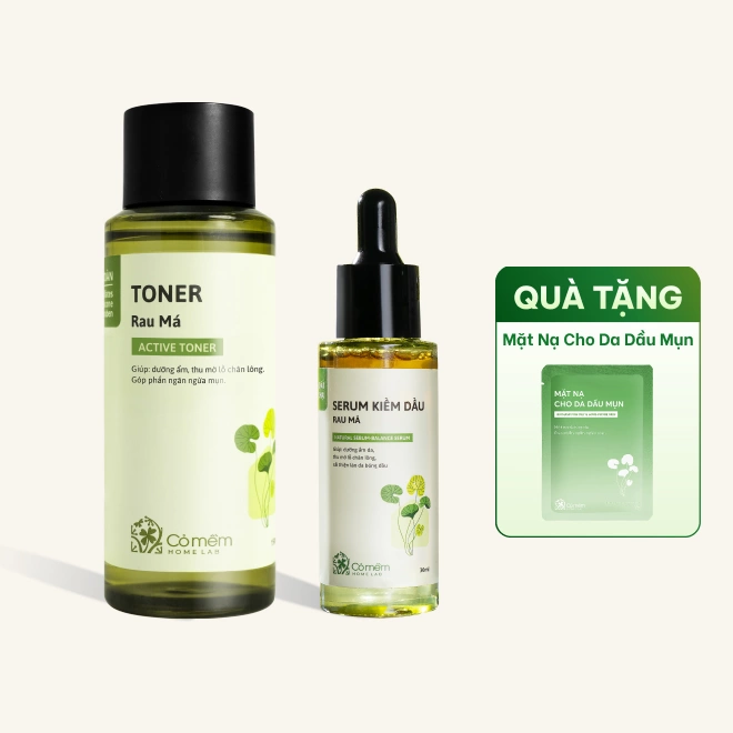 Combo Serum Kiềm Dầu Rau Má + Toner Rau Má
