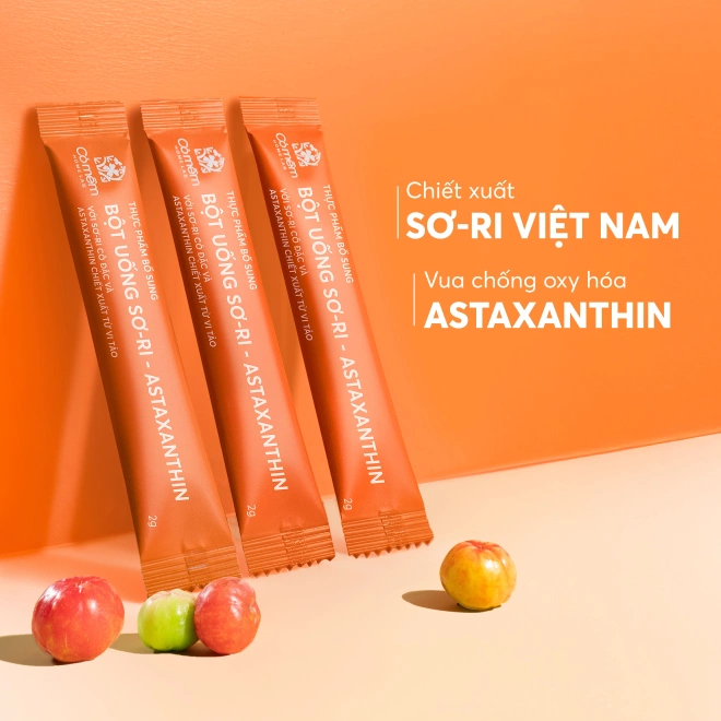 Bột Uống Sơ-ri & Astaxanthin Giúp Sáng Da, Ngừa Đốm Nâu