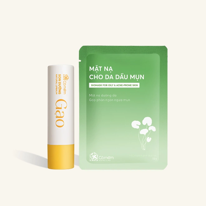 Combo Mặt Nạ Cho Da Dầu Mụn- Son Dưỡng Gạo