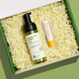 [SET QUÀ TẶNG] Set Hộp Quà Gồm Bọt Rửa Mặt Tơ Tằm Và Son Dưỡng